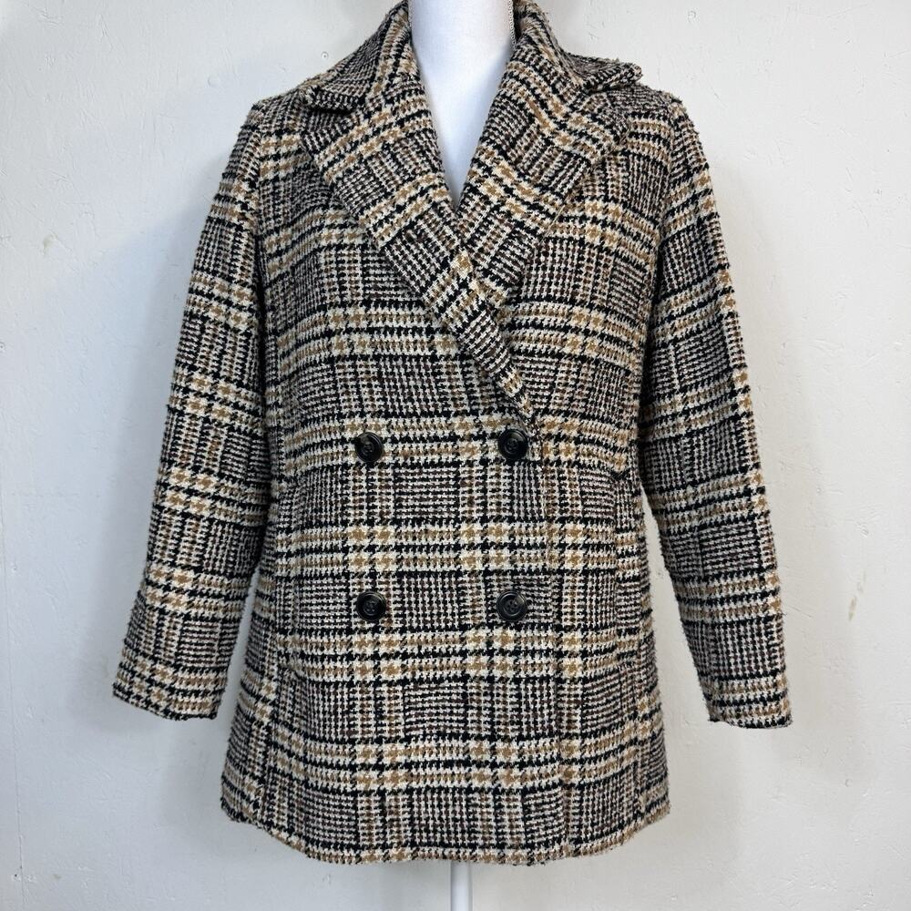 Women’s Jacket Plaid XS Academia Classic Preppy Peacoat Brown